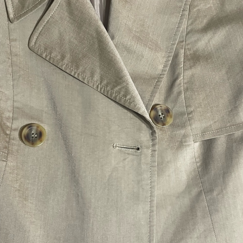 Nine West Tan Trench Coat Lightweight Suit Jacket, Short Sleeve, Size 8 - Picture 10 of 13